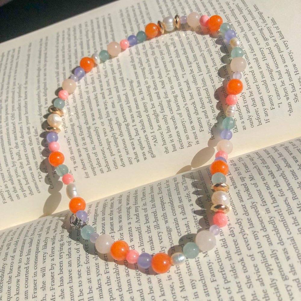 Colorful Gemstone & Freshwater Pearl Choker